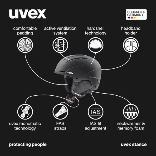 Uvex Stance, Casque de Ski, Adulte Unisexe, Black Matt, 58-62 cm