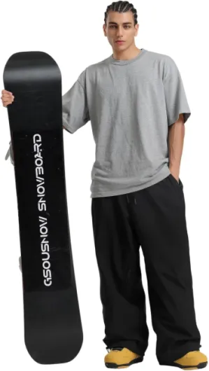 Pantalon de Ski Baggy pour Homme et Femme Pantalon de Snowboard Ample - Imperméable Coupe-Vent Respirant Chaud L Noir