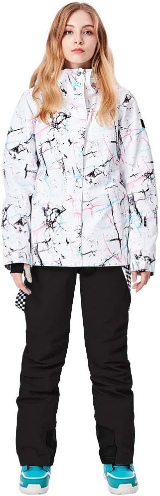 ALSOGO Femmes Ski Wear Snowwear Coupe - Vent Imperméable Ski Snowboard Jacket bib Shorts Ski Snowboard Escalade Set M SMNWT+Black