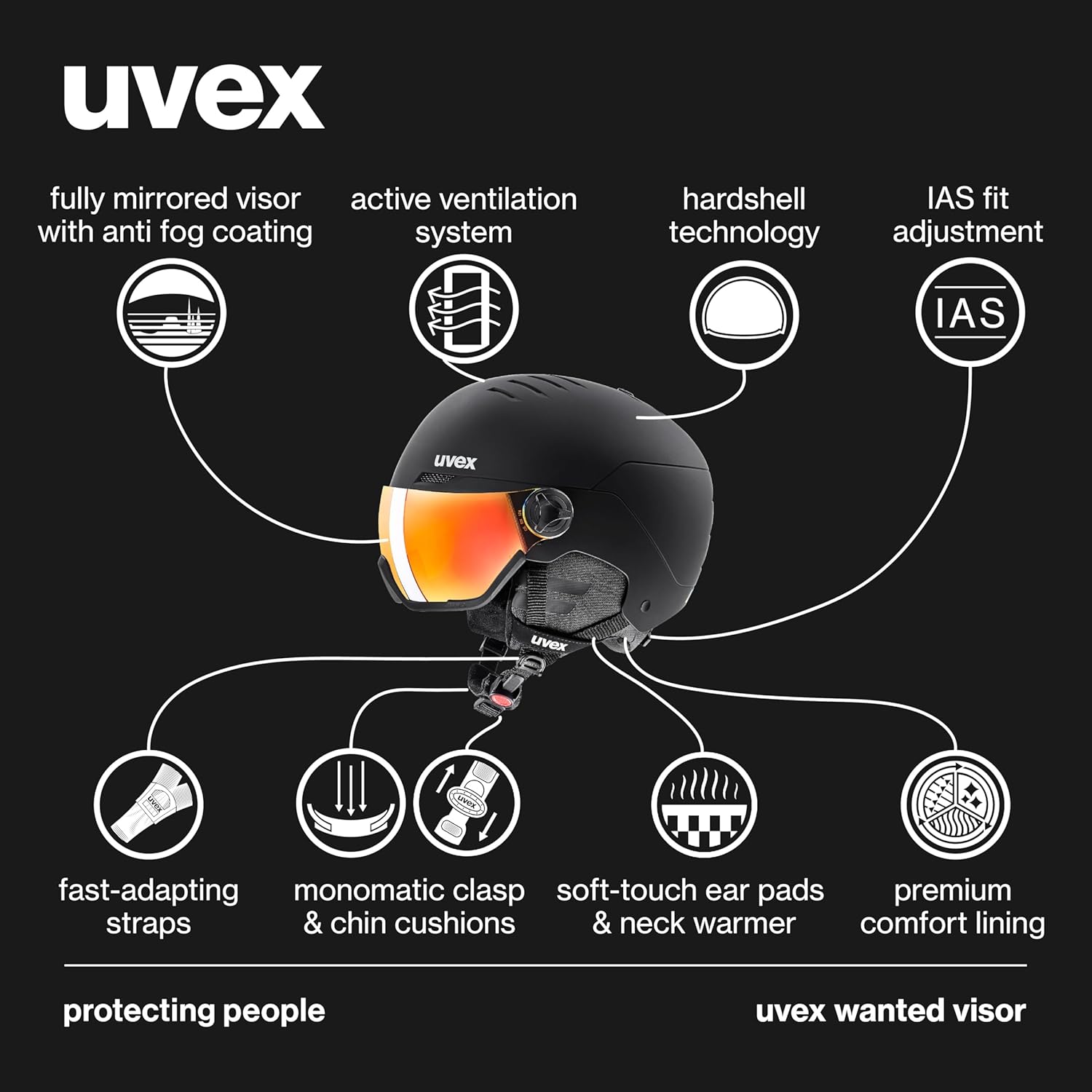 Uvex wanted visor, casque de ski Adulte unisexe black mat 54-58 cm
