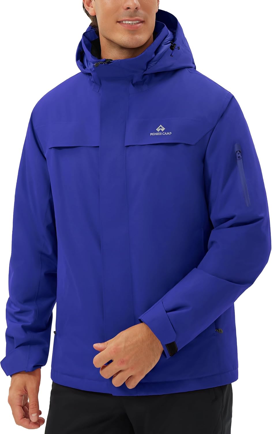 Veste de ski pour homme - Imperméable - Chaude - Respirante - Veste d'hiver avec capuche - Outdoorjac Bleu L