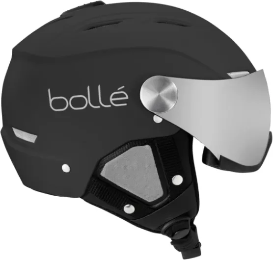 Backline Visor - Casque de Ski 2 en 1 avec Visière Chic - Ventilation Ajustable - Oreillettes Amovibles - Coque ABS - Doublure Polaire Noir S