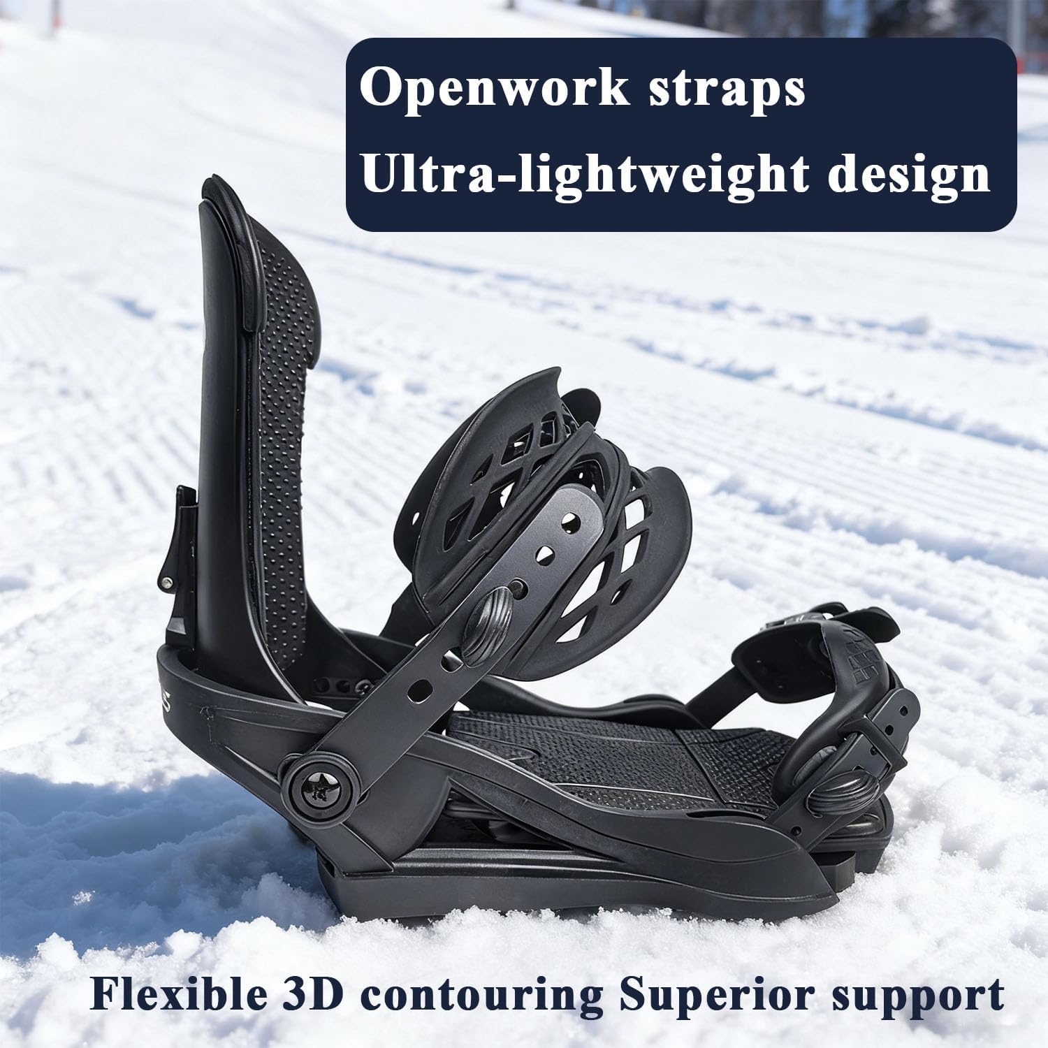 Fixations de Planche à Neige pour Hommes et Femmes, Fixations Ultra légères pour Toutes Les Montagnes et Freestyle, entrée Facile sans Bretelles et cliquet d'orteil M(38-42) Noir