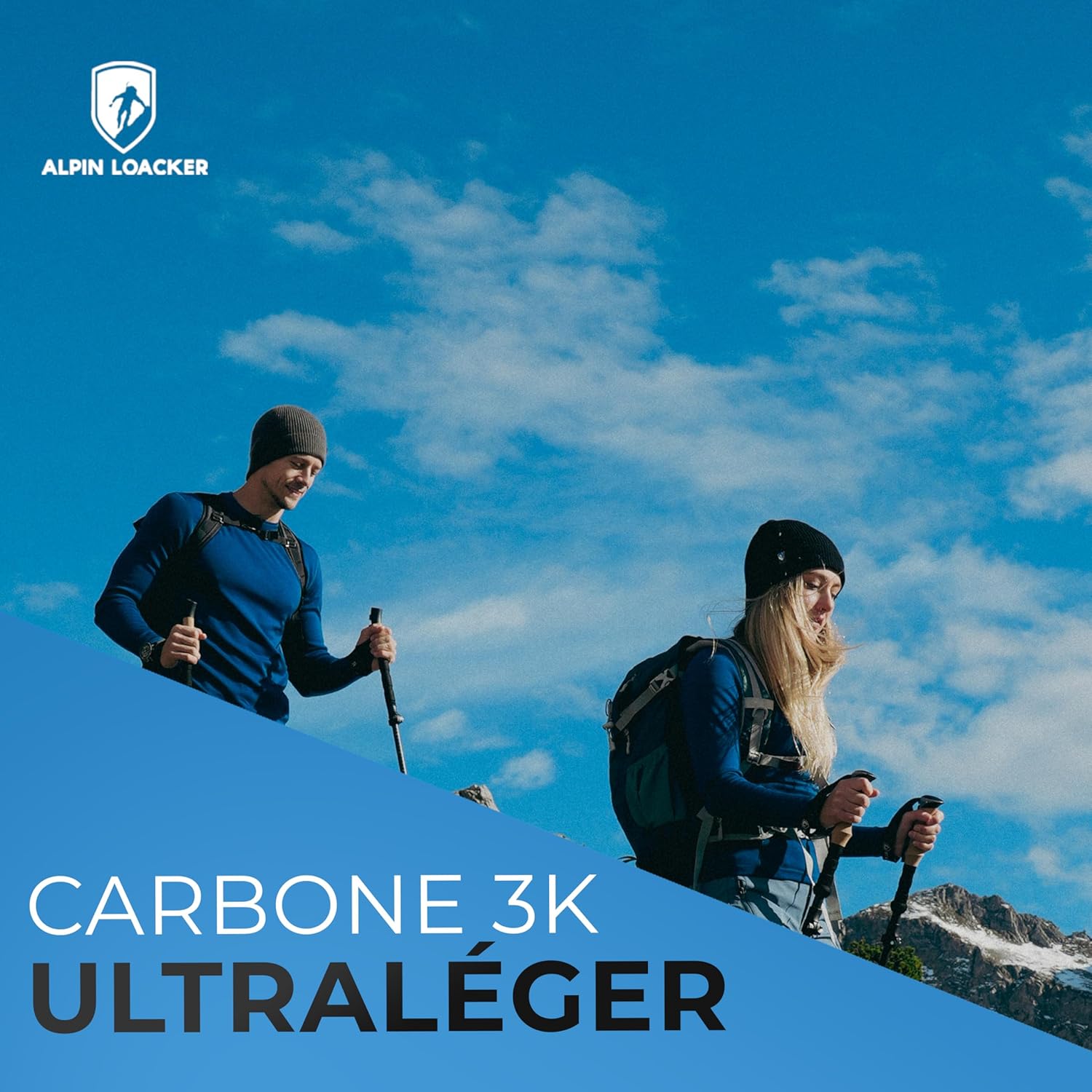 Bâton de Marche Télescopique Retractable & Accessoires I Nordique Walking Poles I Trekking Ski I Randonnée I en Aluminium ou Carbone Ultraléger Unisex Carbone - Noir