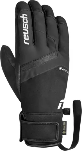 Reusch Booster Gore-TEX Gants de Ski Unisexes – Imperméables, Coupe-Vent, Respirants, Isolation R-LOFT, Cuir végétalien, Softshell Premium, Cuff serré, Sports d'hiver pour Homme et Femme 8 Noir et blanc.