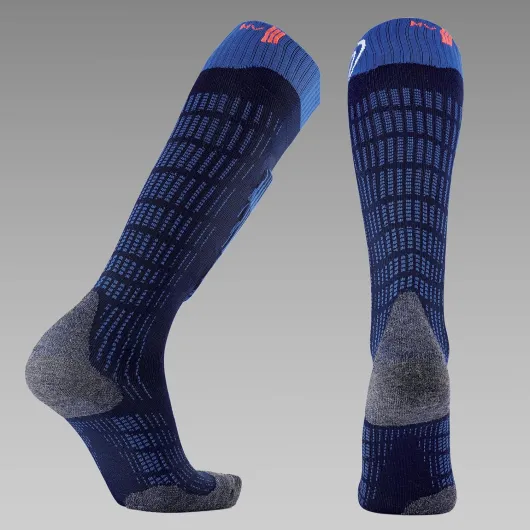 Chaussettes de ski unisexes en laine mérinos pour temps froid Protection tibia Volume moyen Bleu / Foncé 42 - 44