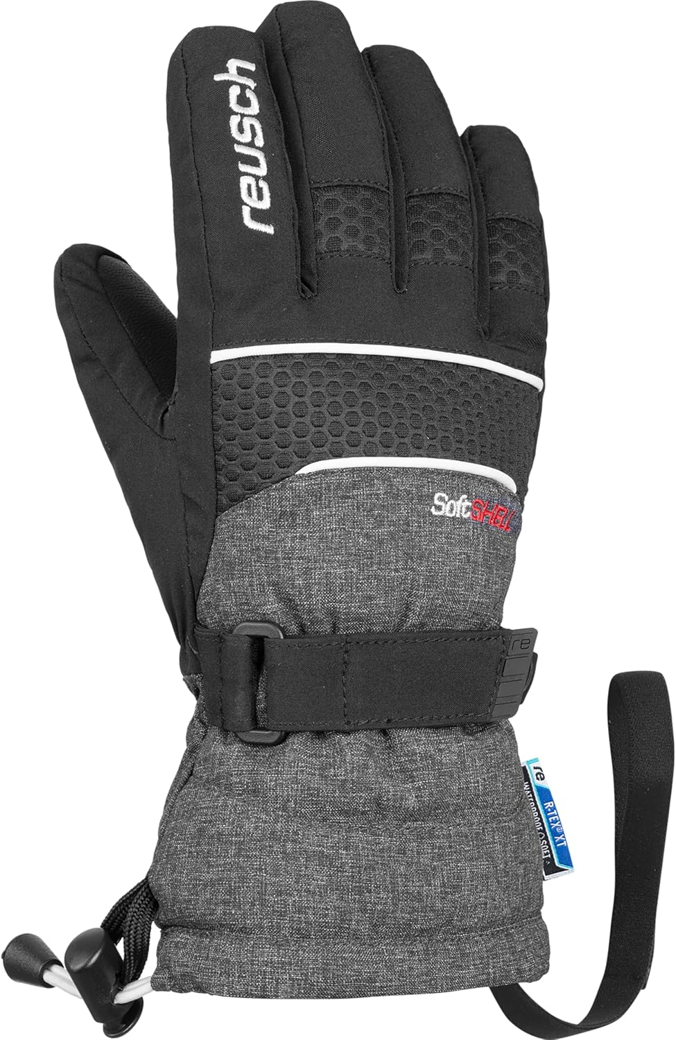 Reusch Connor R-TEX XT Junior Gants d'hiver Chauds, imperméables, Coupe-Vent et Respirants Gants de Ski Gants de Neige pour Enfants Kids Adolescents Filles et garçons noir-gris 5