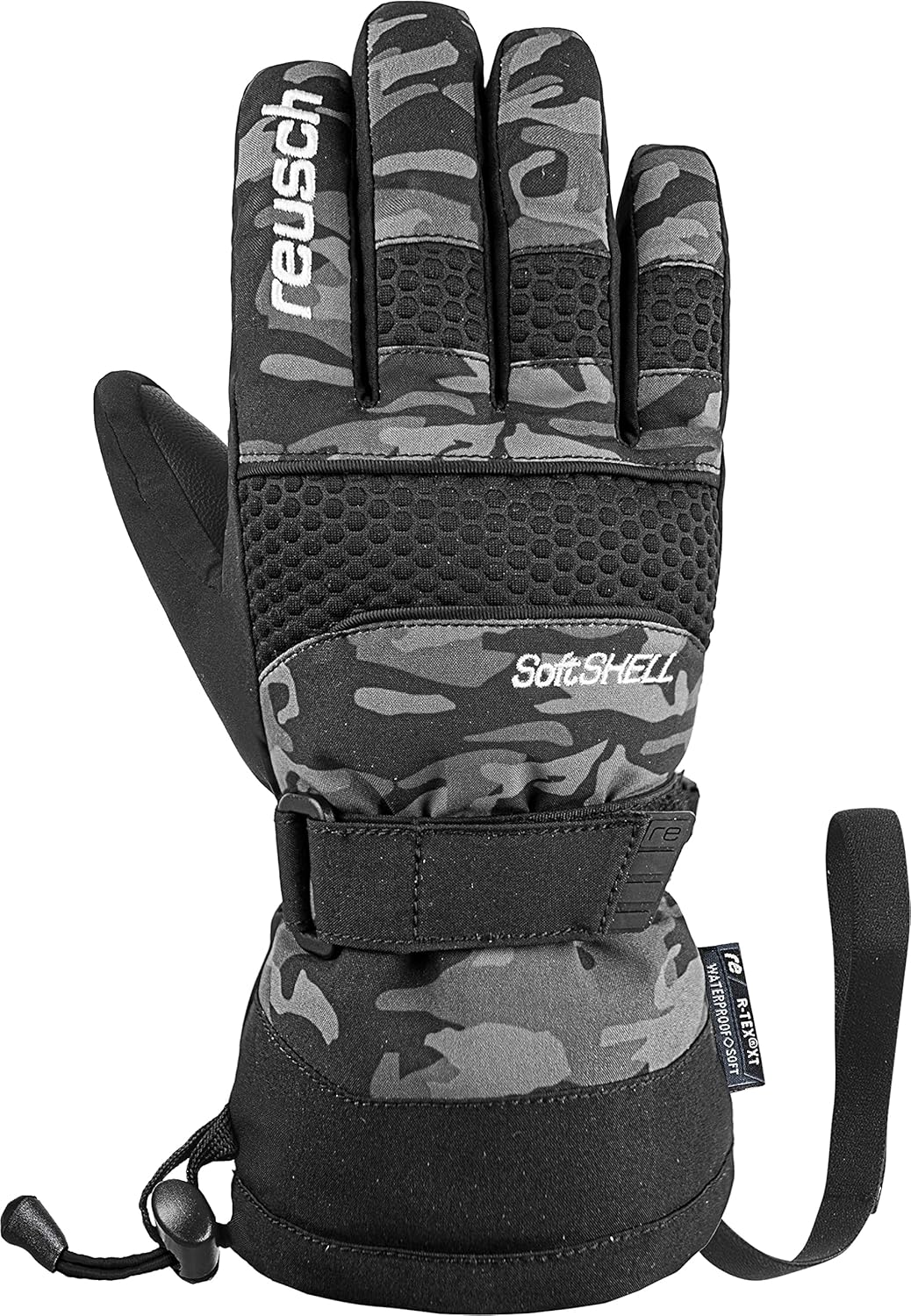 Reusch Connor R-TEX XT Junior Gants d'hiver Chauds, imperméables, Coupe-Vent et Respirants Gants de Ski Gants de Neige pour Enfants Kids Adolescents Filles et garçons noir-camouflage 6