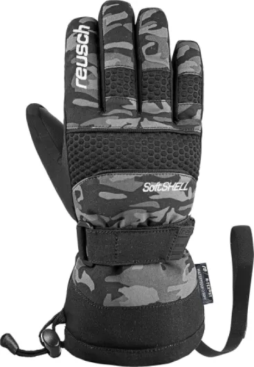 Reusch Connor R-TEX XT Junior Gants d'hiver Chauds, imperméables, Coupe-Vent et Respirants Gants de Ski Gants de Neige pour Enfants Kids Adolescents Filles et garçons noir-camouflage 6