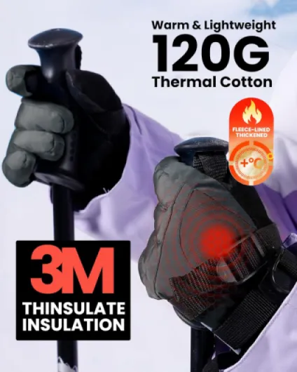 OutdoorMaster Gants de Ski pour Enfants, 3M Thinsulate, Gants Thermiques Coupe-Vent et imperméables pour l'hiver pour garçons et Filles, Ski, Snowboard, Sports d'hiver S Noir