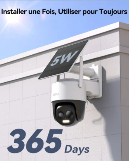 3K Caméra Surveillance WiFi Exterieure sans Fil Solaire avec Batterie 5000mAh, Caméra Solaire Exterieur 360° PTZ, 2.4GHz, Détection de Personnes/Véhicules, Vision Nocturne Couluer,IP65,Mode Privé
