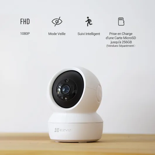 Caméra Surveillance WiFi Intérieure, Caméra Bébé Pan/Tilt à 360°, WiFi 2.4Ghz, Vision Nocturne Intelligente avec IR, Détection de Movement et Suivi Auto, Audio Bidirectionnel, C6N 2 Pack 2mp 2 Pack