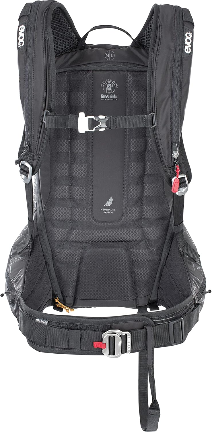 LINE R.A.S - PROTECTOR 32 Sac à dos airbag avalanche, sac à dos pour le ski (NEURALITE SYSTEM, compartiment pour poche d'hydratation 3l, PROTECTOR CRASH REPLACEMENT, taille: M/L), Noir