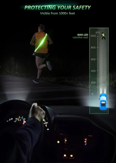 Ylzzrs LED Ceinture Réfléchissante Rechargeable, Gilet Réfléchissant Running, Lumières de Sécurité pour Les Marcheurs La Nuit, Equipement de Course Réfléchissant Haute Visibilité pour Lumières Colorées.
