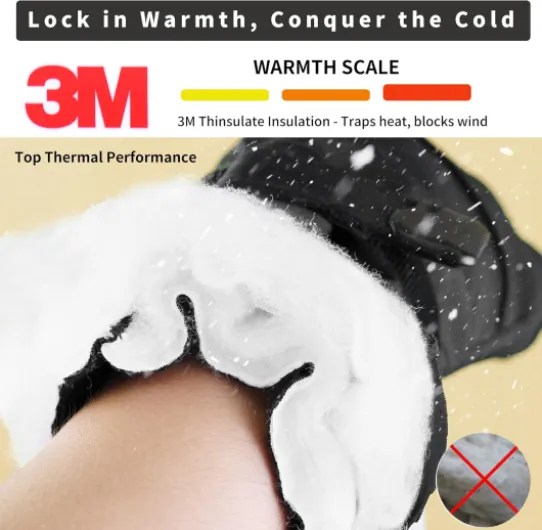 Gants de Ski pour Hommes et Femmes, imperméables et antidérapants, pour Ski, Snowboard, Patinage sur Glace, randonnée M Noir