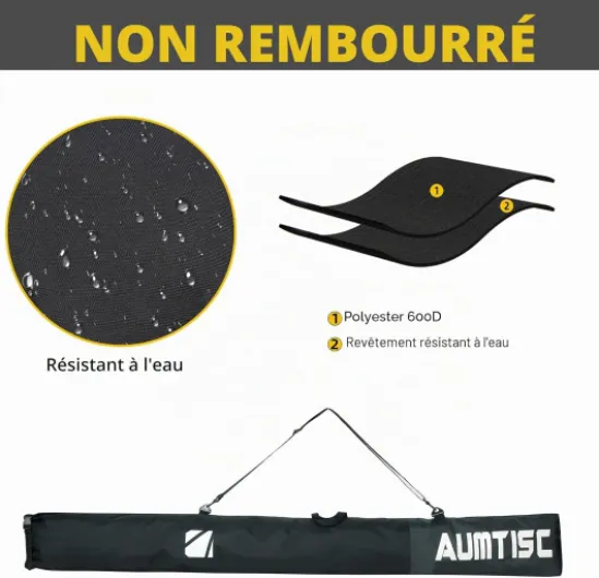Sac De Ski Et Sac De Bateau CombinéS Et RembourréS pour 1 Paire De Chaussures De Ski Sac De Ski avec Longueur RéGlable Jusqu'à 200 Cm Non Rembourré Blanc
