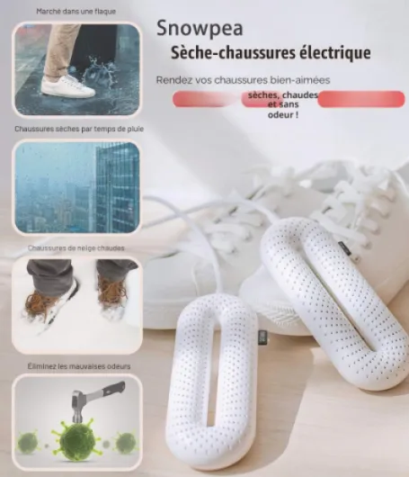 Snowpea Séche-Chaussures De Ski, Sèche-Bottes, Chauffe-Bottes, Séchez Les Chaussures en Sueur et éliminez Les Mauvaises Odeurs, Arrêt Auto Minuté (Blanc, Prise EU, 220V-50Hz) régulier-blanc